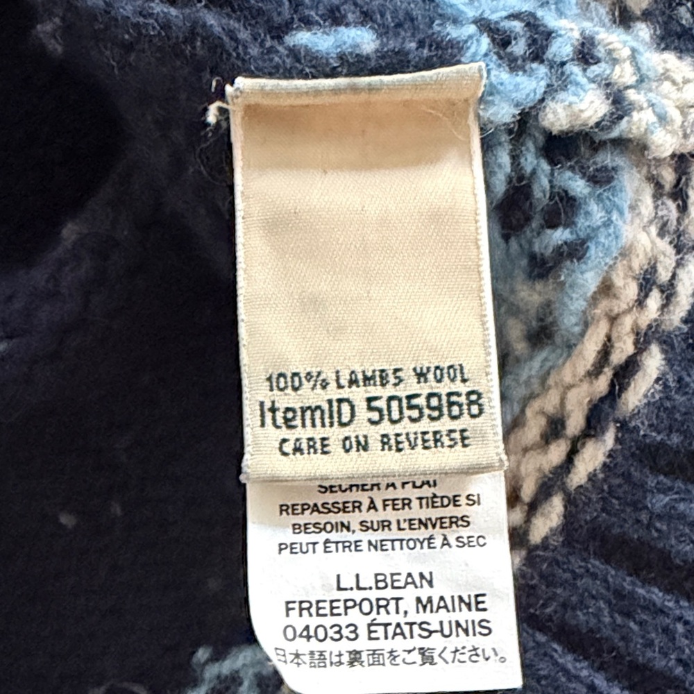 L.L. Bean Navy Fair Isle Crewneck Sweater - Picture 6 of 6